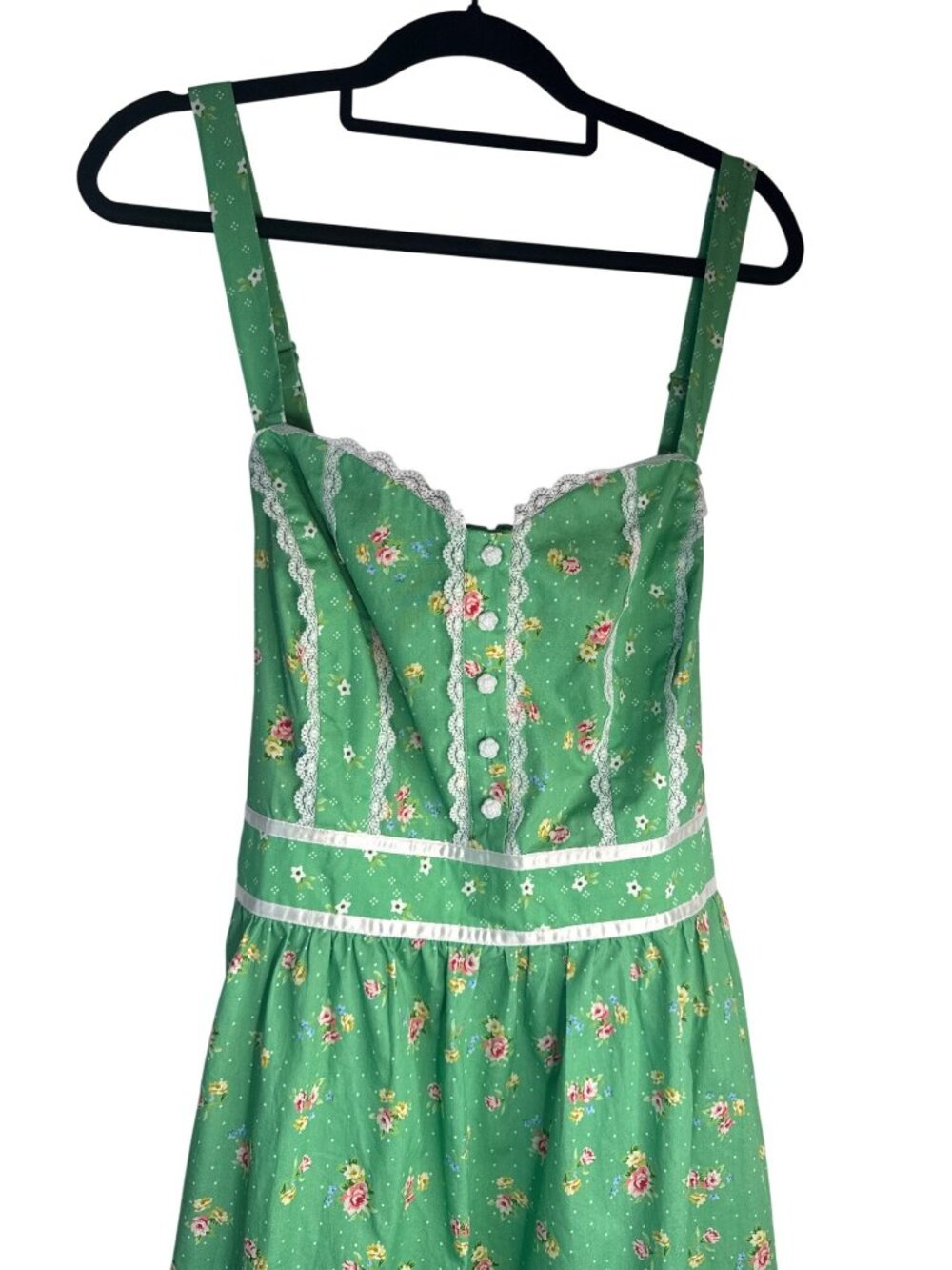 New Gunne Sax 2X By Jessica McClintock For ModCloth Green Floral Sundress - Picture 13 of 16